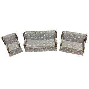 Dollhouse miniature blue Sofa Set 1:12